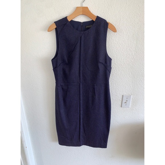 Banana Republic Dresses & Skirts - Banana Republic Womens Navy Blue Pleated Wool Silk Blend Sheath Dress 12